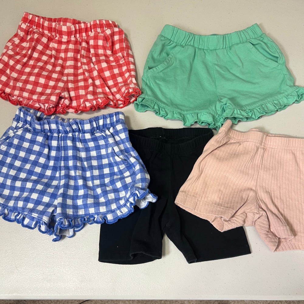 Wonder Nation Cat & Jack Little Planet Toddler Girls Shorts Lot 18M 2T 5pc